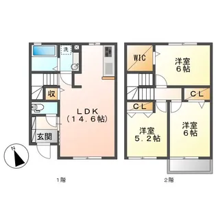 岡山県倉敷市福田町古新田【タウンハウス】の間取り