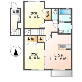 エルメゾン浦田B【2階】の間取り