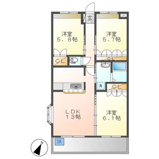 センチュリーカーサ【2階】の間取り