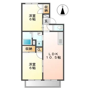 フォンティーヌB【2階】の間取り