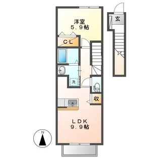 パーク アヴェニューB【2階】の間取り