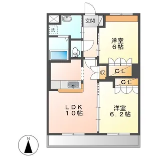 サンライズ亀甲【3階】の間取り
