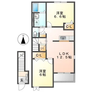 カーサ ド・マーニB【2階】の間取り