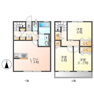 岡山県倉敷市水江【タウンハウス】の間取り