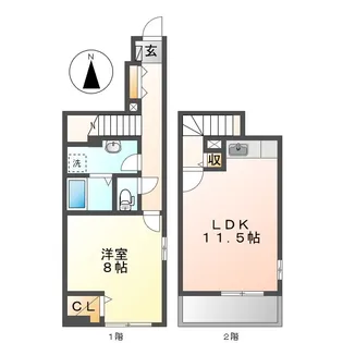 プロムナード倉敷【101号室】の間取り