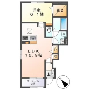 バーミィ・イツキA【1階】の間取り