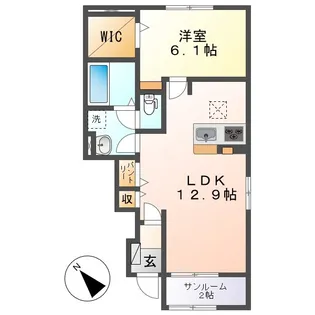 バーミィ・イツキB【1階】の間取り