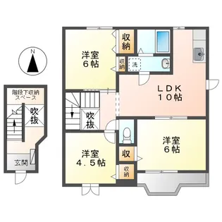ツインシャトーB【2階】の間取り