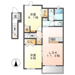 ヴィラ・一里松【2階】の間取り