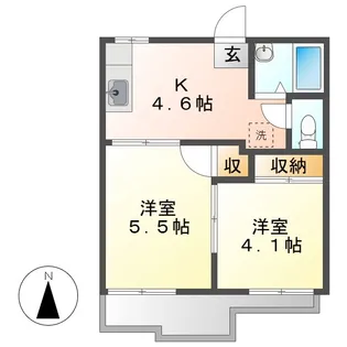 ハイツあかねA【2階】の間取り