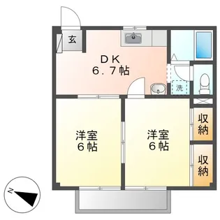 くらしきグリーンハイツ【1階】の間取り