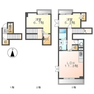 プロムナード倉敷【207号室】の間取り