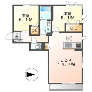 リーオグレイス【1階】の間取り