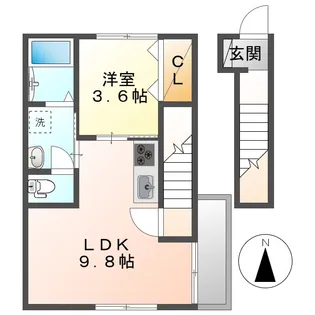 岡山県倉敷市児島赤崎2丁目【アパート】の間取り