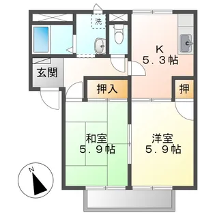 岡山県倉敷市広江2丁目【アパート】の間取り