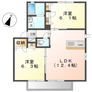 岡山県倉敷市福田町古新田【アパート】の間取り