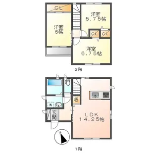 岡山県倉敷市茶屋町【一戸建】の間取り