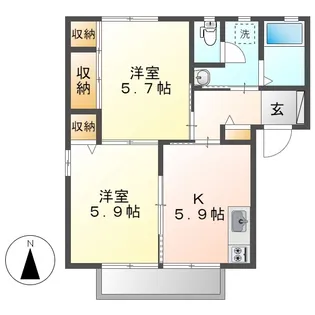 岡山県倉敷市日吉町【アパート】の間取り
