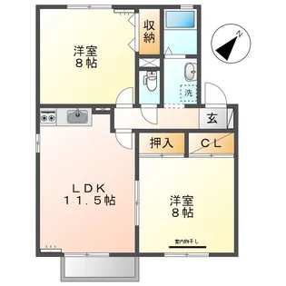岡山県倉敷市新田【アパート】の間取り