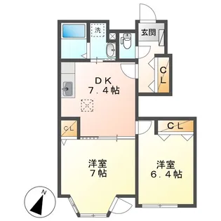 岡山県倉敷市東塚4丁目【アパート】の間取り