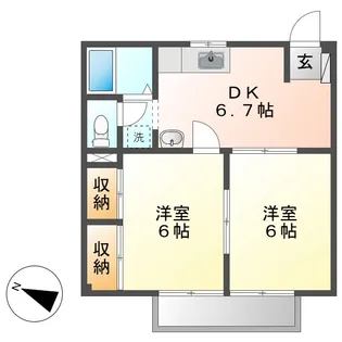 くらしきグリーンハイツ【2階】の間取り