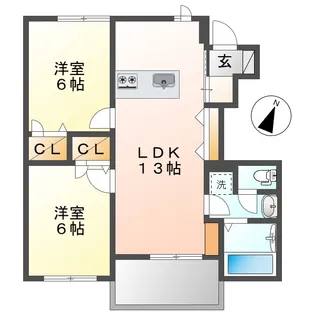コンフォールKⅢA【102号室】の間取り