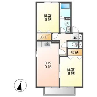 岡山県倉敷市福田町古新田【アパート】の間取り