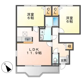 岡山県倉敷市児島小川7丁目【アパート】の間取り
