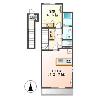 岡山県倉敷市東塚3丁目【アパート】の間取り
