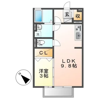 岡山県倉敷市亀島1丁目【アパート】の間取り