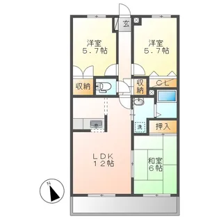 岡山県倉敷市茶屋町【アパート】の間取り