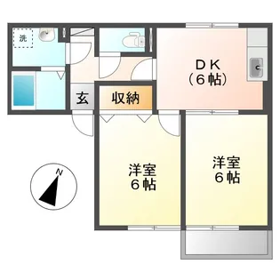岡山県倉敷市連島町鶴新田【アパート】の間取り