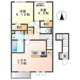 岡山県倉敷市大内【アパート】の間取り