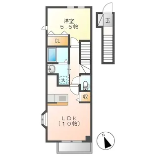 岡山県倉敷市水江【アパート】の間取り