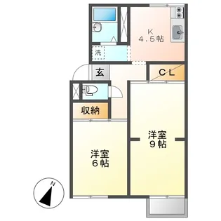 岡山県倉敷市福田町古新田【アパート】の間取り