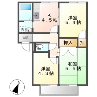 岡山県倉敷市羽島【アパート】の間取り