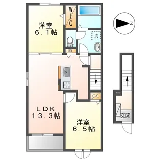 岡山県総社市井尻野【アパート】の間取り