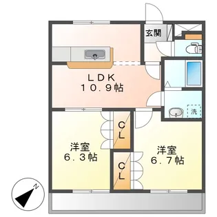 岡山県倉敷市福島【アパート】の間取り