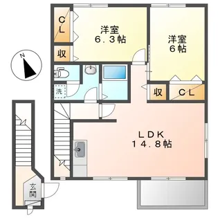 岡山県倉敷市白楽町【アパート】の間取り