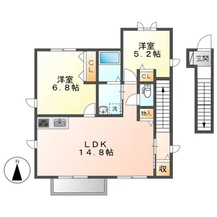 岡山県倉敷市中庄【アパート】の間取り