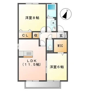 岡山県倉敷市福田町古新田【アパート】の間取り