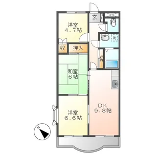岡山県倉敷市茶屋町【アパート】の間取り
