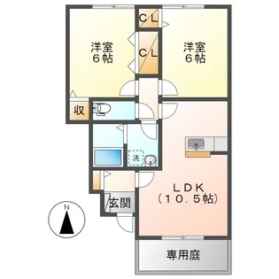 岡山県倉敷市北畝3丁目【アパート】の間取り