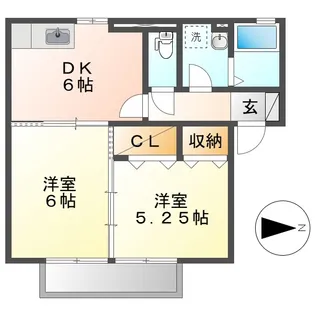 岡山県総社市中央1丁目【アパート】の間取り