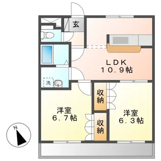 岡山県倉敷市連島中央1丁目【アパート】の間取り
