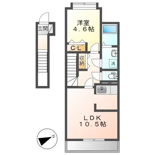 岡山県倉敷市福田町古新田【アパート】の間取り