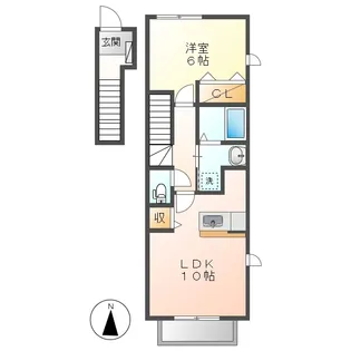 岡山県倉敷市酒津【アパート】の間取り