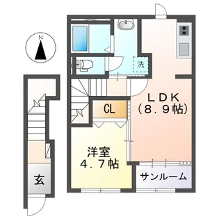 岡山県倉敷市中畝5丁目【アパート】の間取り
