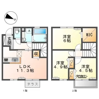 岡山県倉敷市上東【タウンハウス】の間取り
