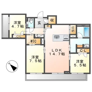 岡山県倉敷市石見町【マンション】の間取り
